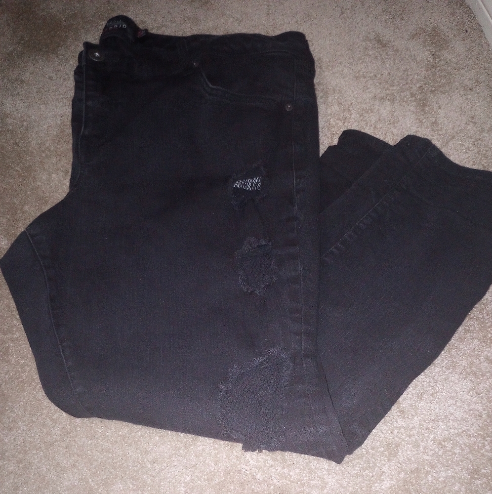 Torrid Plus Distressed High- Rise Black Jeans